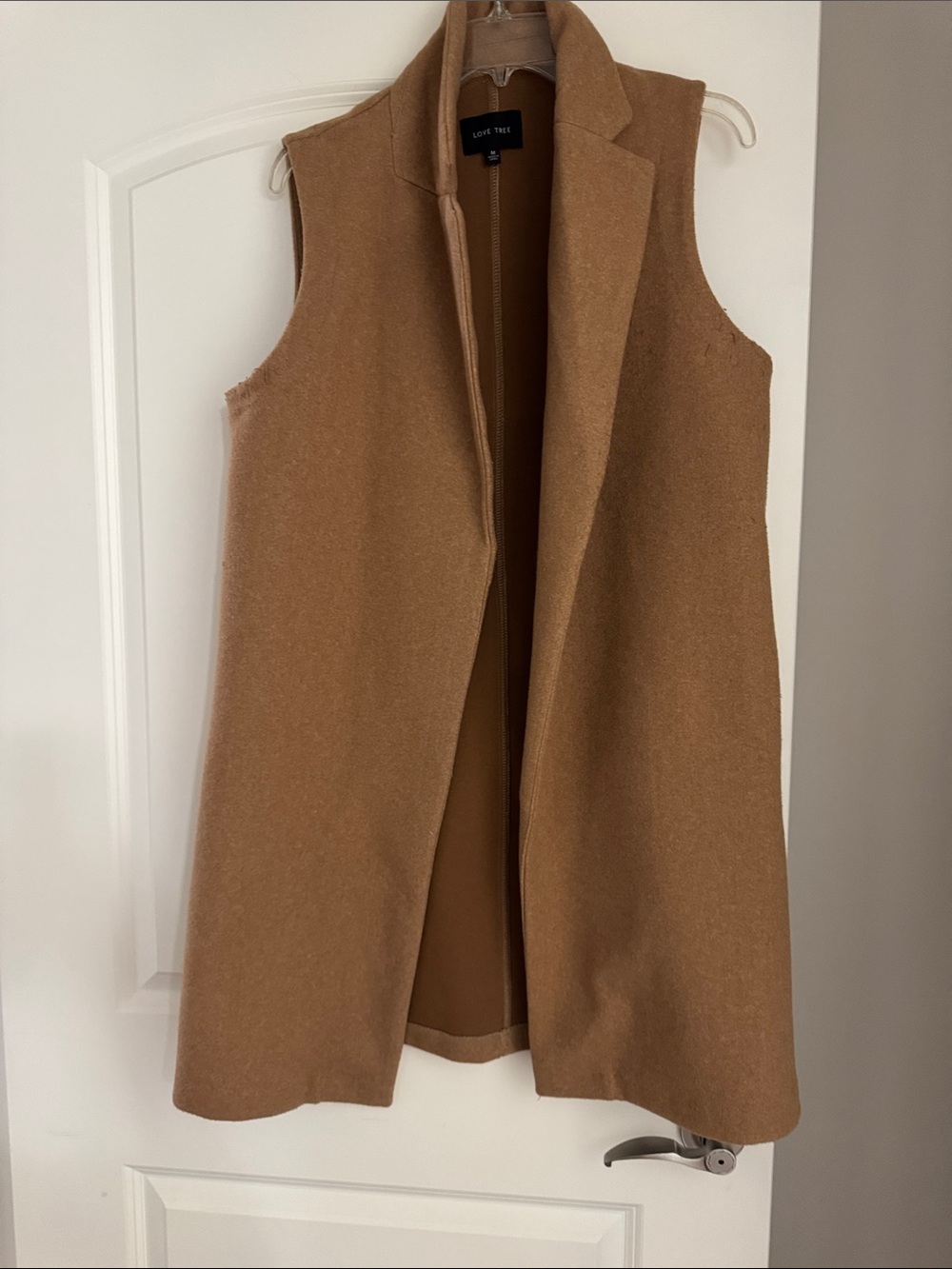 Love Tree Camel Sleeveless Long Vest
